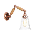 Single beam wall light with flared shade clear prismatic glass farmhouse bedroom wall light fixture