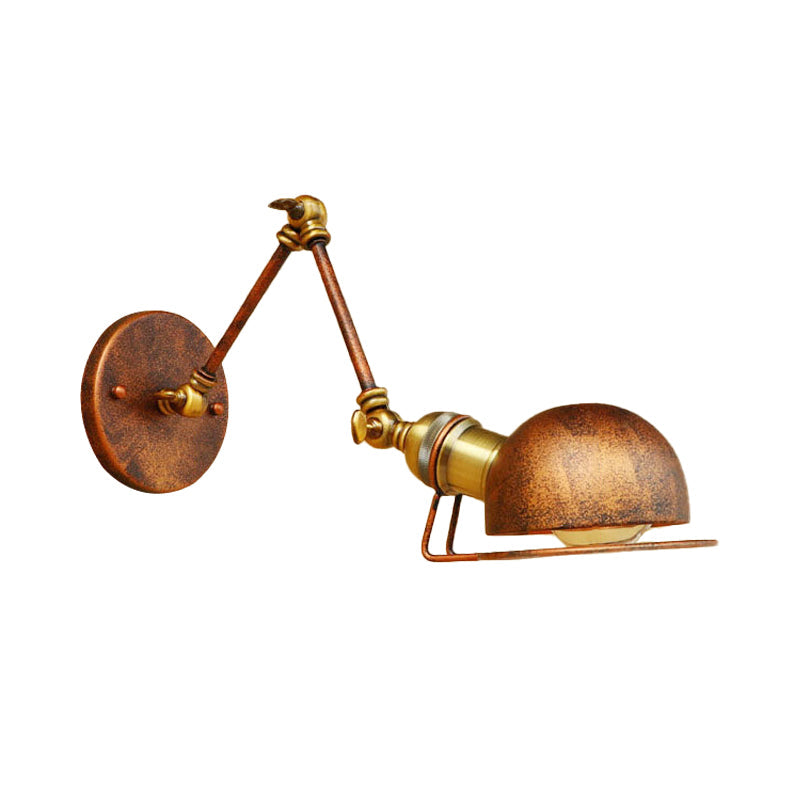 Vintage Industrial Bowl Wall Lamp 1 Light Iron Wall Lamp with Rotatable Arm in Black/Metal