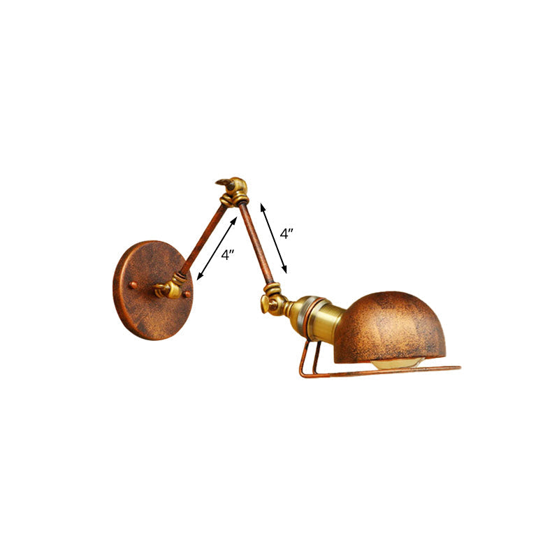 Vintage Industrial Bowl Wall Lamp 1 Light Iron Wall Lamp with Rotatable Arm in Black/Metal