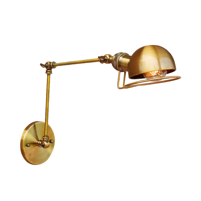Vintage Industrial Bowl Wall Lamp 1 Light Iron Wall Lamp with Rotatable Arm in Black/Metal