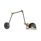 Vintage Industrial Bowl Wall Lamp 1 Light Iron Wall Lamp with Rotatable Arm in Black/Metal