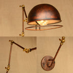 Vintage Industrial Bowl Wall Lamp 1 Light Iron Wall Lamp with Rotatable Arm in Black/Metal