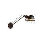 Vintage Industrial Bowl Wall Lamp 1 Light Iron Wall Lamp with Rotatable Arm in Black/Metal