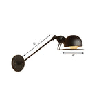 Vintage Industrial Bowl Wall Lamp 1 Light Iron Wall Lamp with Rotatable Arm in Black/Metal
