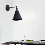 Black/Rust 1 Head Wall Lamp Farmhouse Style Wrought Iron Conical Adjustable Wall Light Fixture for Outdoor