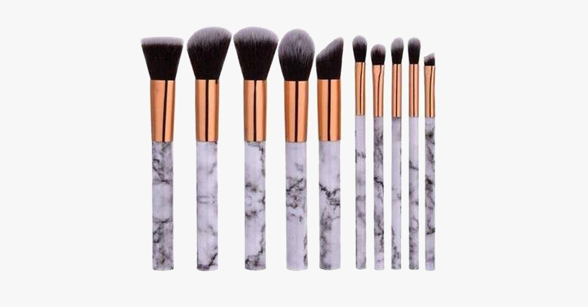 Chic Brush Set with Marble Handle - Versatile Luxuriously Looking Brushes