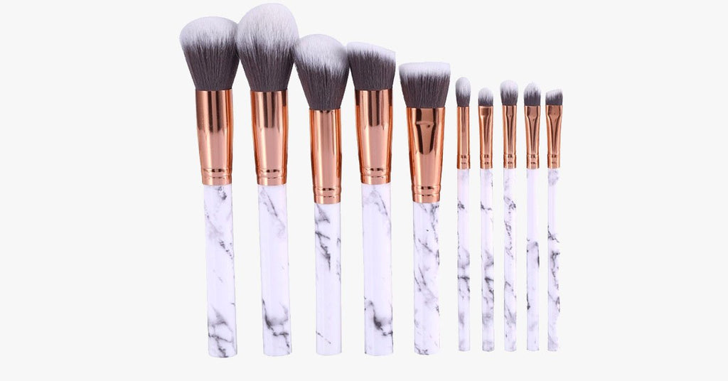 Chic Brush Set with Marble Handle - Versatile Luxuriously Looking Brushes