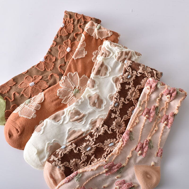 Women's Floral Cotton Socks (10 Pairs)
