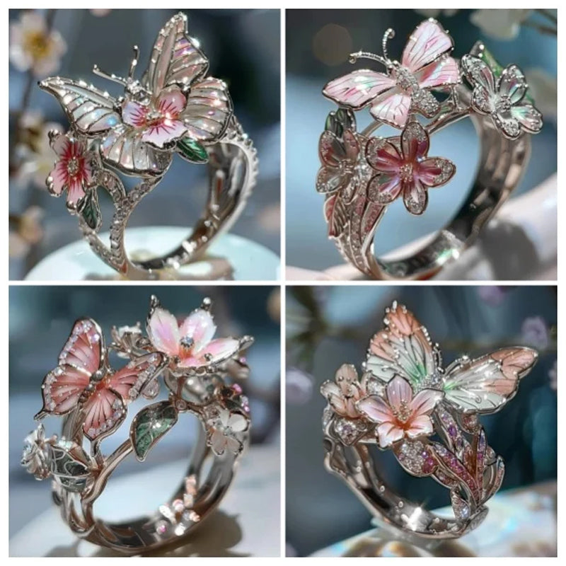 Butterfly flower ring