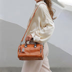 New handbags made of oil wax leather Boston, large tote bag made of soft leather