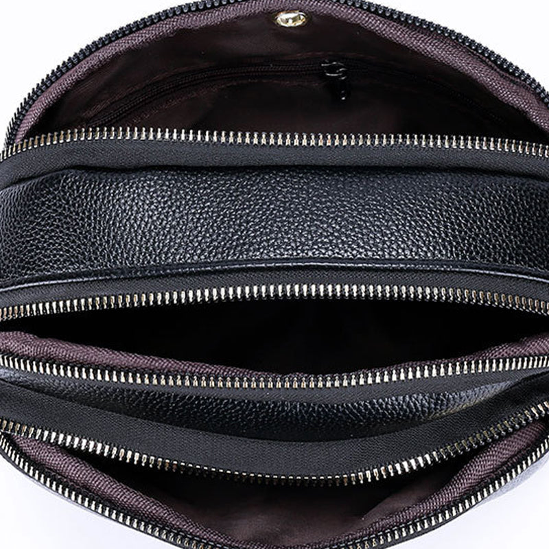 Soft Leather Multi-Pocket Shoulder Bag