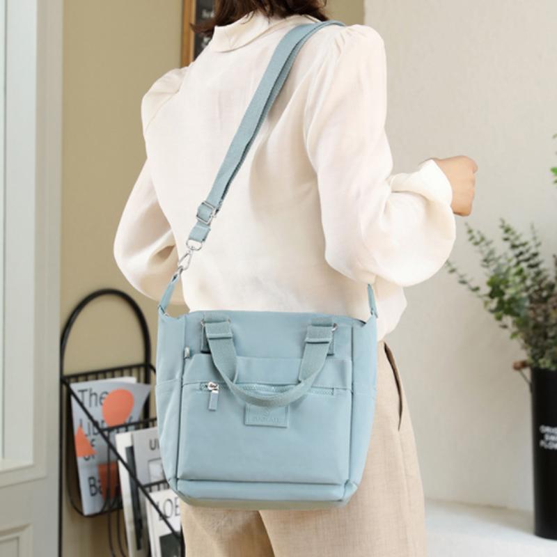 Waterproof Nylon Crossbody Bag with 7 Pockets and Adjustable Shoulder Strap