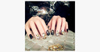 Black Rhinestone Nails