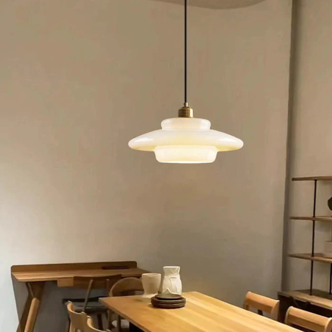 White Glass Pendant Lamp for Dining Room and Kitchen