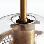 Vintage industrial pendant lamp with round glass and gold – LED pendant light for dining room and living room