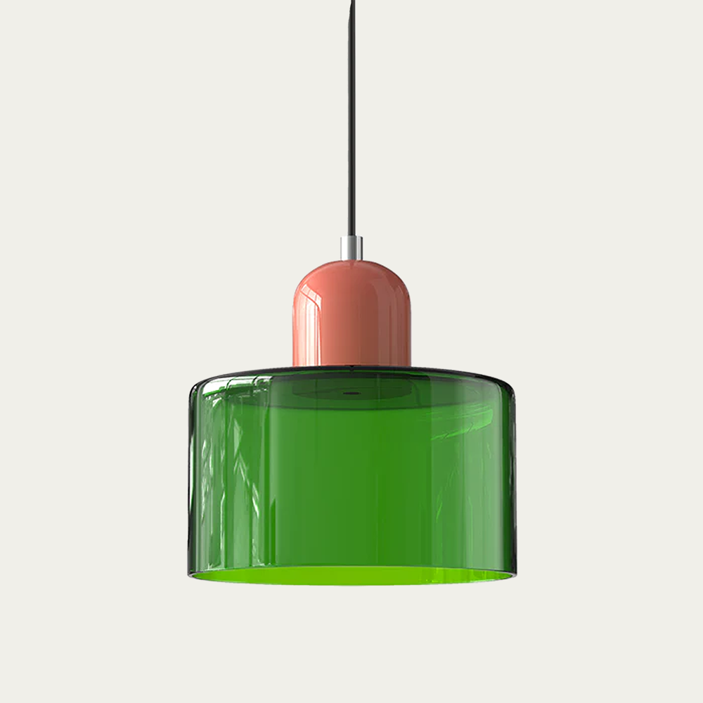 Glass light in subtle colors of the kitchen