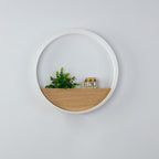 Lumoshelf LED Wall Light | Solid Wood with Shelf | Round Wall Lamp | Warm & White Light