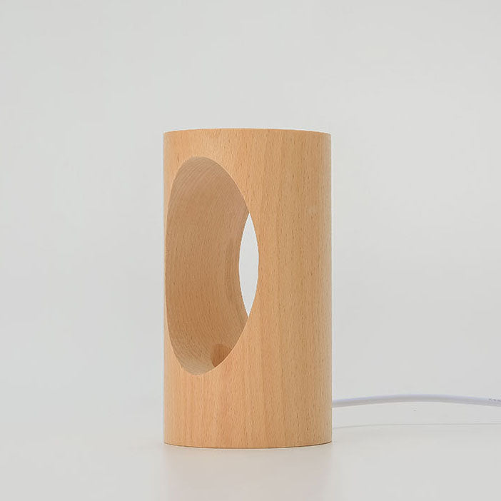 Japanese solid wood rectangular column LED night lamp USB table lamp