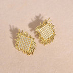 14k Braided Diamond Square Earrings