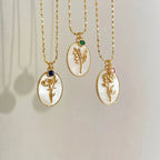 14k Dainty Birth Month Stone & Flower Charm Necklace