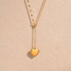 14k Dainty Feminine Heart Dangle Necklace