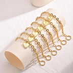 14k Dainty Heart Engraved Letter Initial Bracelet