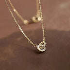 14K S925 Interlaced Diamond Circles Necklace