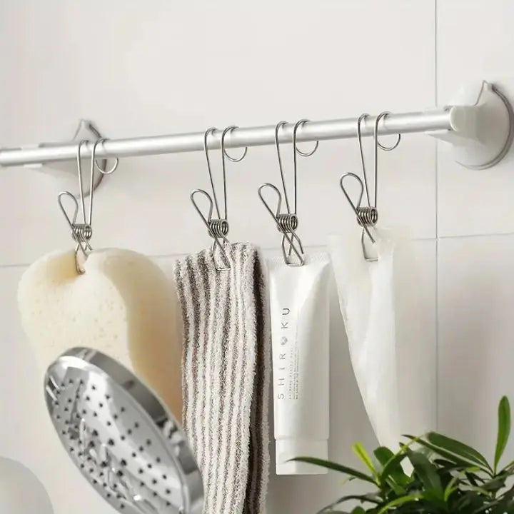 15 pieces | Stainless steel clips with hooks – Safe hanging & space-saving storage
