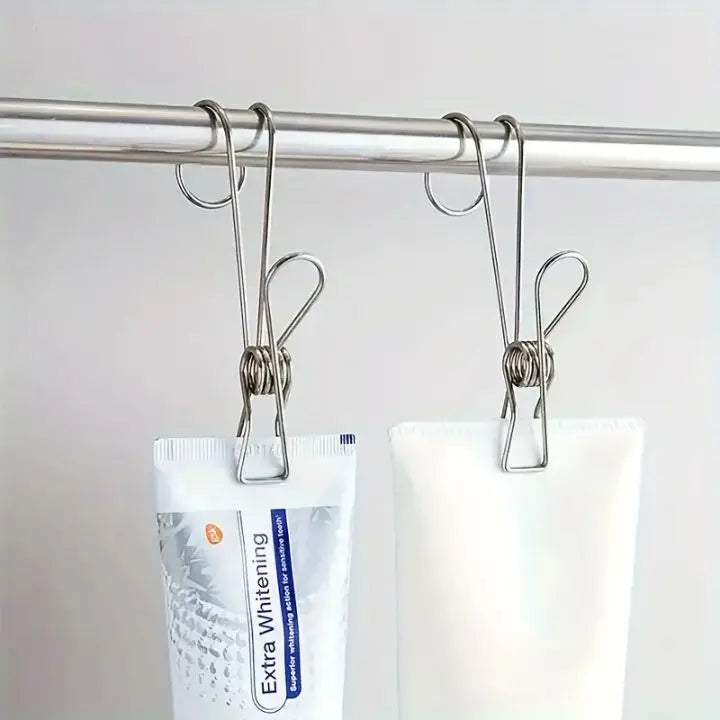15 pieces | Stainless steel clips with hooks – Safe hanging & space-saving storage
