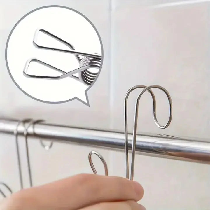 15 pieces | Stainless steel clips with hooks – Safe hanging & space-saving storage