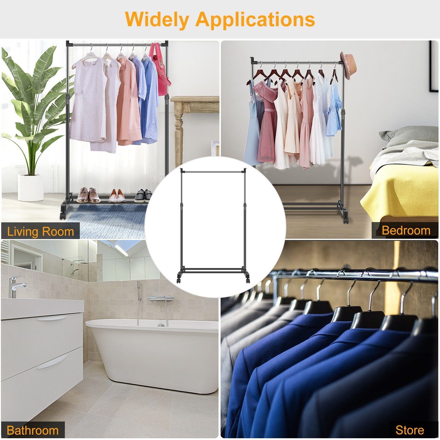 15 kg./33 lbs. height-adjustable clothing rack