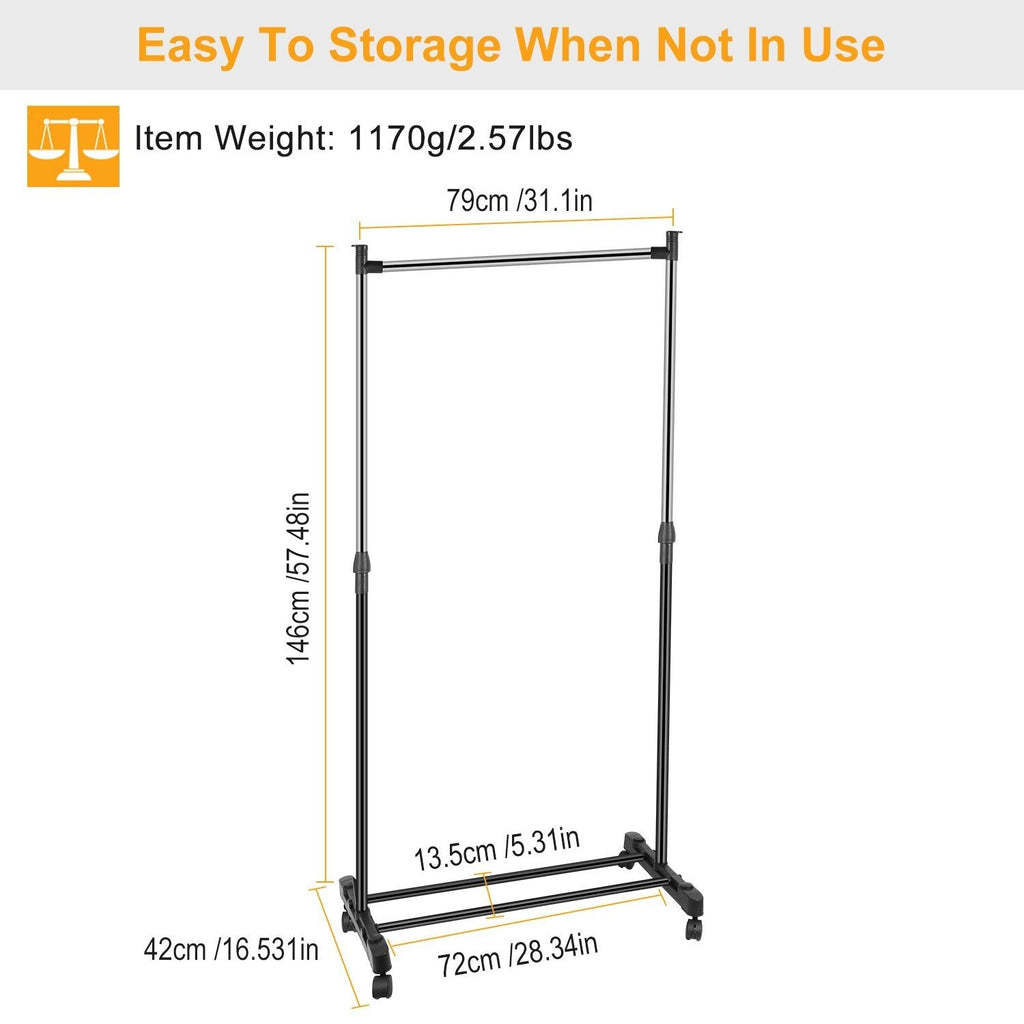 15 kg./33 lbs. height-adjustable clothing rack
