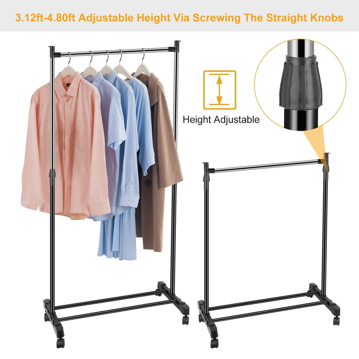 15 kg./33 lbs. height-adjustable clothing rack