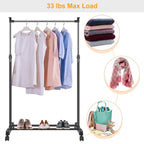 15 kg./33 lbs. height-adjustable clothing rack