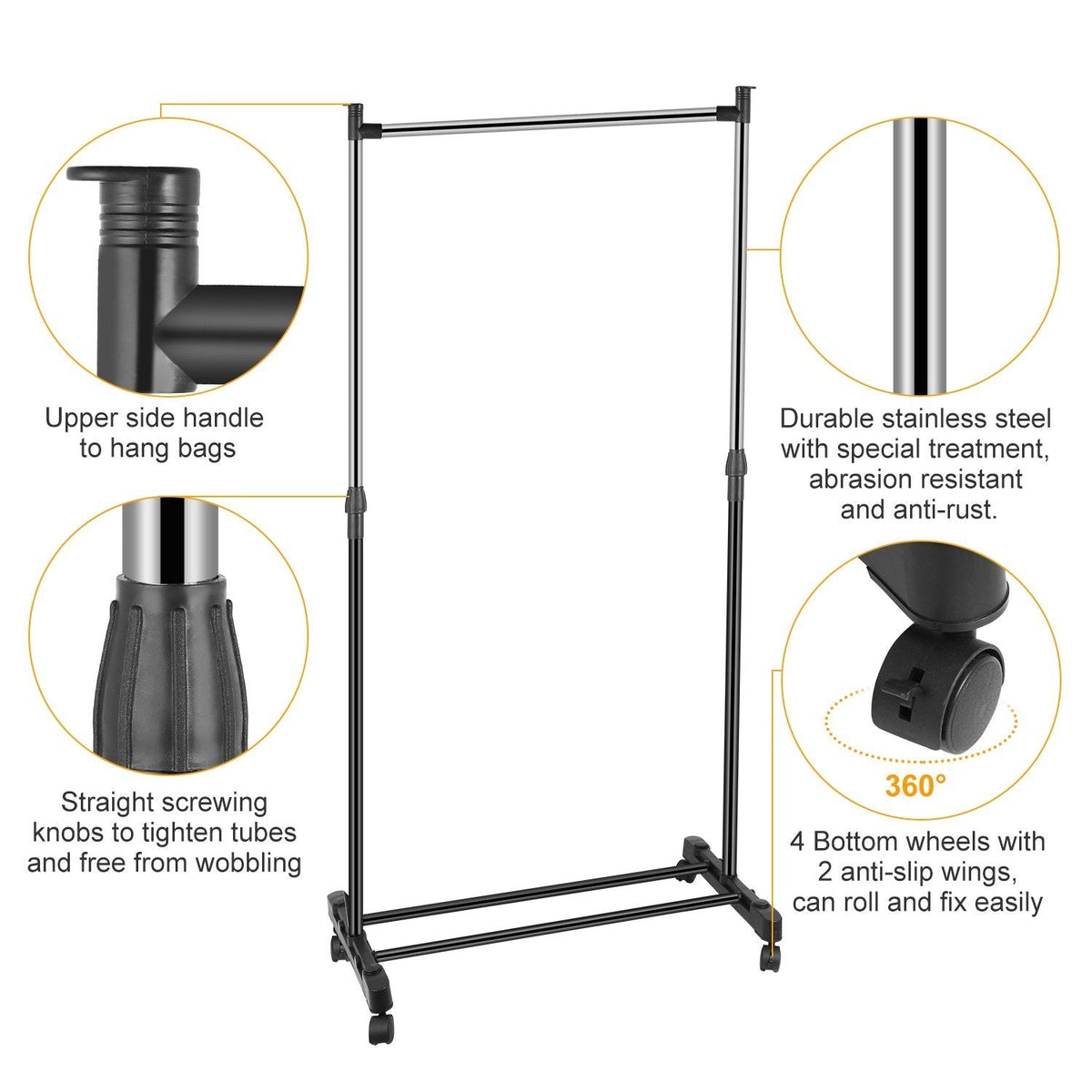 15 kg./33 lbs. height-adjustable clothing rack