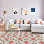 Geometric Southwest Rug Red Diamond Grid Rug Synthetic Non-Slip Pet Friendly Area Rug for Living Room