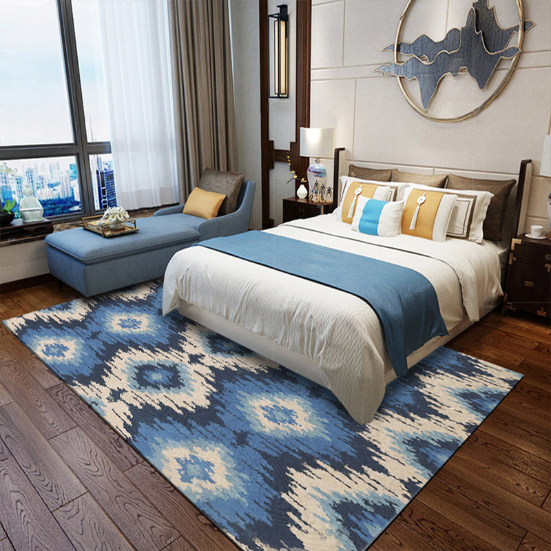 Tribal Gabbeh Abstract Rug Diamond Geometric Rug Polyester Washable Non-Slip Stain-Resistant Rug for the Bedroom