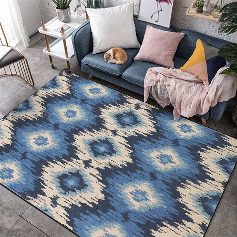 Tribal Gabbeh Abstract Rug Diamond Geometric Rug Polyester Washable Non-Slip Stain-Resistant Rug for the Bedroom