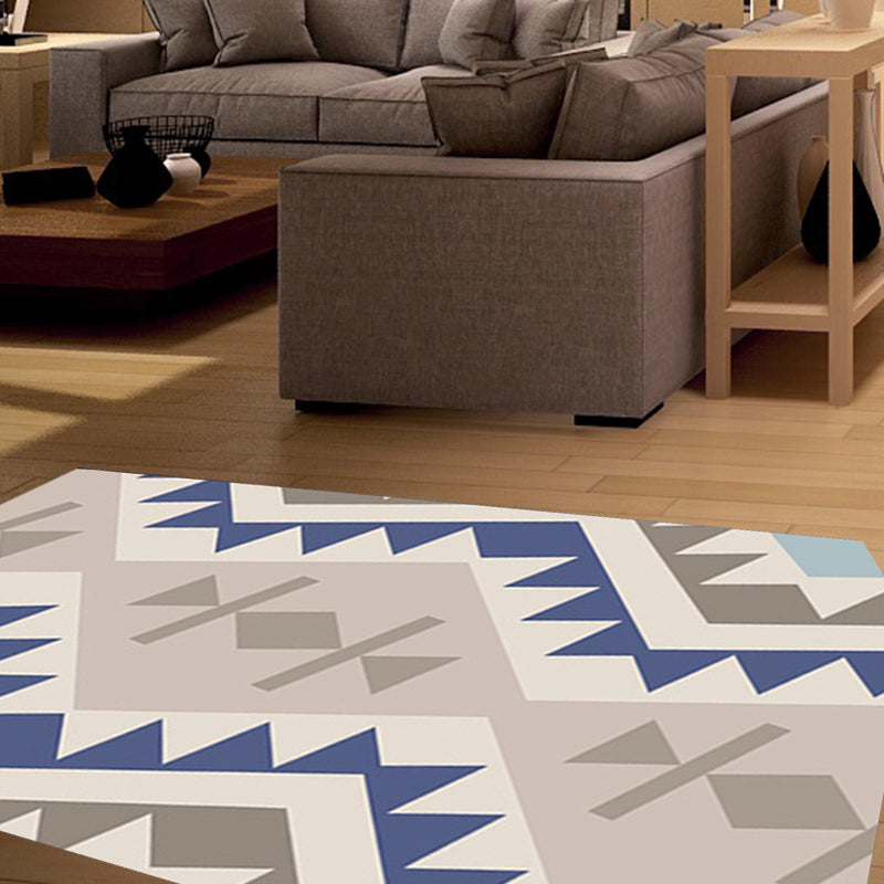 Banded Geometric Southwestern Rug Tribal Navajo Rug Polyester Washable Non-Slip Stain-Resistant Area Rug for Bedroom