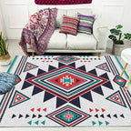Zigzag Tribal Central Diamond Rug with Medallion Polyester Non-Slip Back Power Loom Indoor Rug