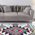 Zigzag Tribal Central Diamond Rug with Medallion Polyester Non-Slip Back Power Loom Indoor Rug