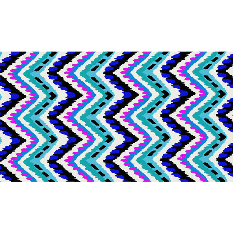 Zigzag Chevron Stripe Area Rug in Blue and Purple Polyester Pet-Friendly Stain-Resistant Flooring