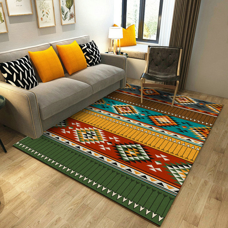 Traditional area rug for the living room Ancestor Kashkuli bands diamond rug synthetic anti-slip pet-friendly in vintage multicolored