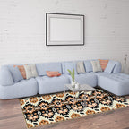 Yellow and Black Indian Tribal Printed Rug Diamond Geometric Polyester Non-Slip Back Stain Resistant Area Rug