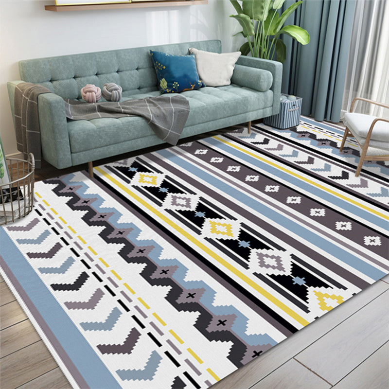 Indian American Indoor Rug Striped Diamond Geometric Synthetic Stain Resistant Pet Friendly Interior Flooring