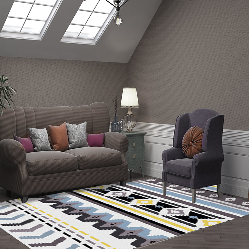 Indian American Indoor Rug Striped Diamond Geometric Synthetic Stain Resistant Pet Friendly Interior Flooring