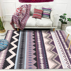 Purple Striped Chevron Geometric Rug Indian Tribal Indoor Mat Synthetic Non-Slip Power Loom Rug for Living Room