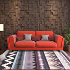 Purple Striped Chevron Geometric Rug Indian Tribal Indoor Mat Synthetic Non-Slip Power Loom Rug for Living Room