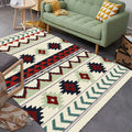 Southwestern Americana Aztec rug in blue and red striped geometric rug polyester stain resistant indoor rug