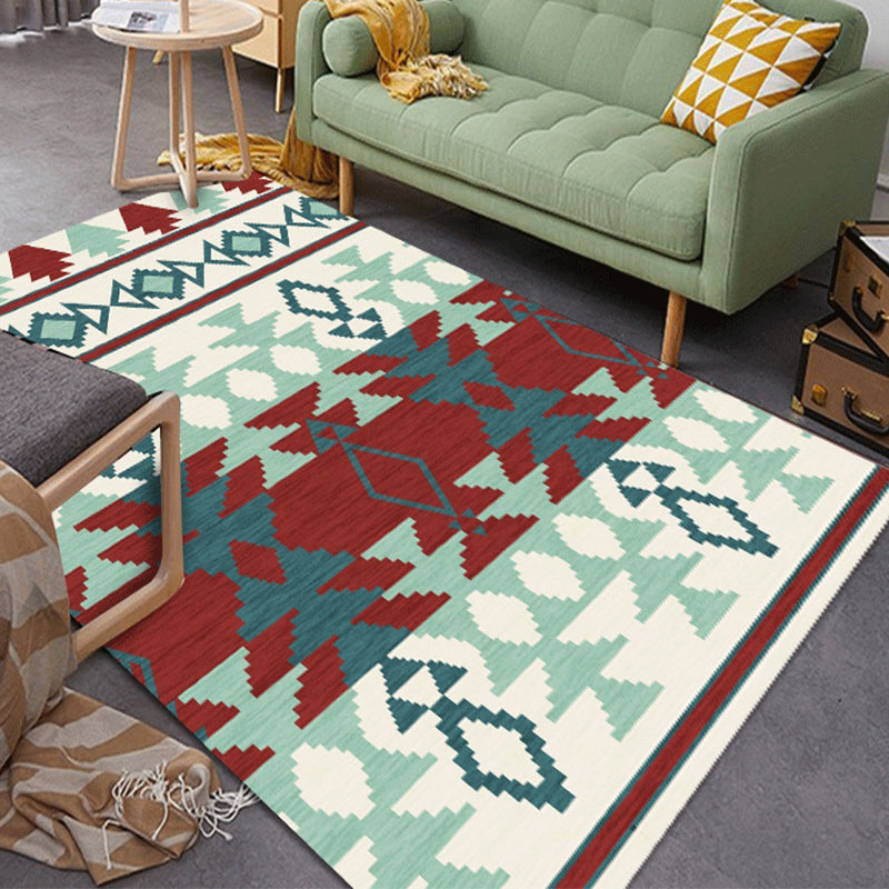 Geometric Southwest Tribal Area Rug Abstract Spears Polyester Stain Resistant Flooring in Rust Red